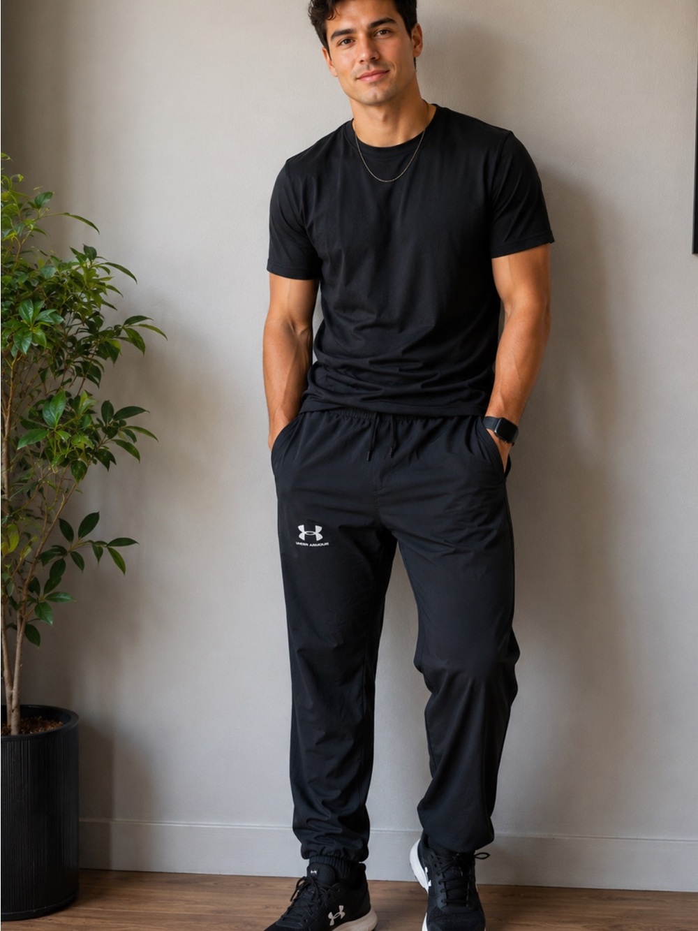 Under Armour Black Jogger Pants with White Logo